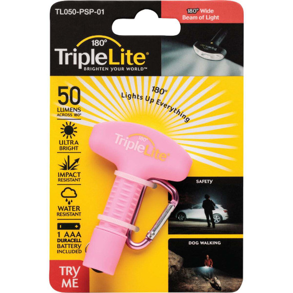 TripleLite 50 Lm. Pink 180 Deg Mini LED Flashlight with Carabiner TL050-PSP-01