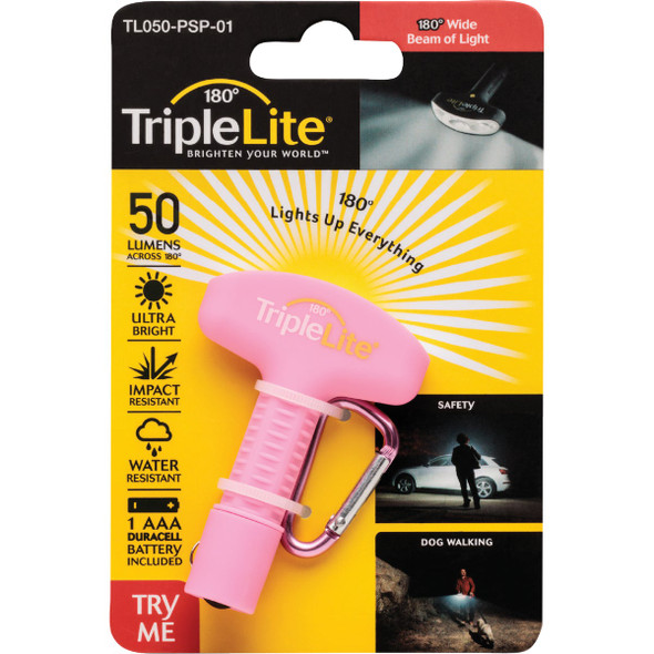 TripleLite 50 Lm. Pink 180 Deg Mini LED Flashlight with Carabiner TL050-PSP-01
