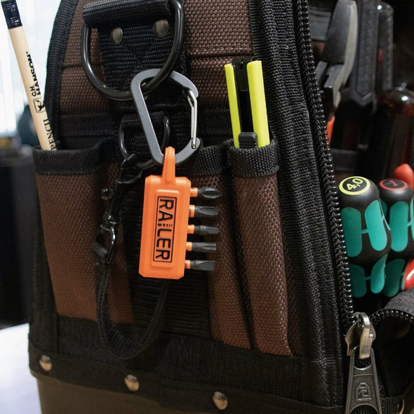 Railer 5-Hole Micro Bitrail Orange & Black Bit Holder with Carabiner (2-Pack) RRB5BOC-2 326082