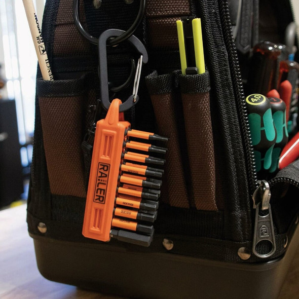 Railer 20-Hole Mega Bitrail Black Bit Holder with Carabiner RRB2BKC 341906