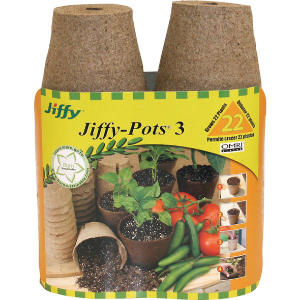 Jiffy 3 In. W. Round Peat Pot (22-Pack) JP322