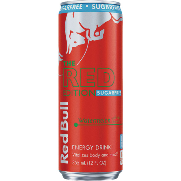 Red Bull 12 Oz. Sugar-Free Red Watermelon Energy Drink RB243203 Pack of 24