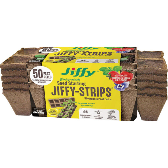 Jiffy 10-Cell Seed Starting Peat Strip Pots (5-Pack) JS50