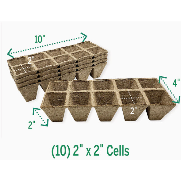 Jiffy 10-Cell Seed Starting Peat Strip Pots (5-Pack)