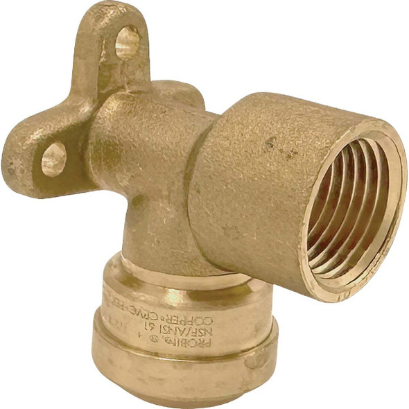QuickFitting 1/2 In. Push-to-Connect x 1/2 In. FNPT Brass 90 Deg Drop Ear Elbow