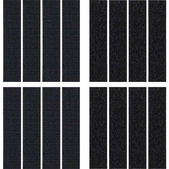 Wrap-It Storage Stick 'Em 3/4 In. x 3-1/2 In. Black Hook & Loop Strip (8-Count)