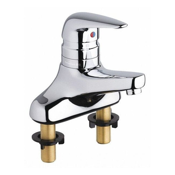 Manual Low Arc Bathroom Faucet, 4" Mount, Polished Chrome 2 Hole