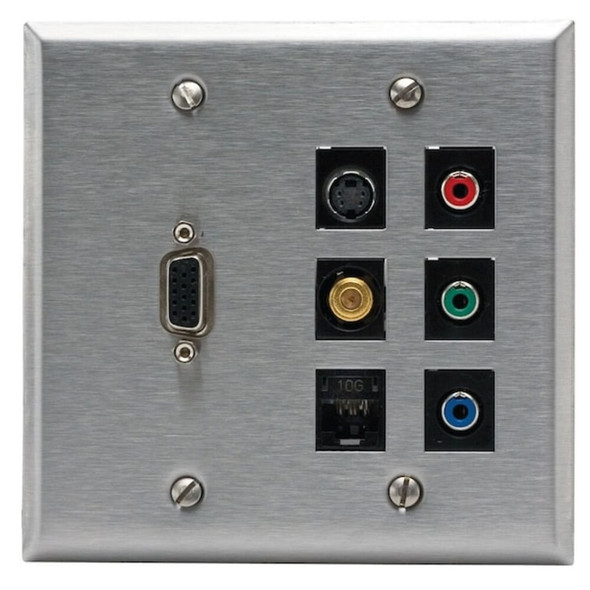 Hubbell Premise Wiring Wall Plate,6 Port SSF206
