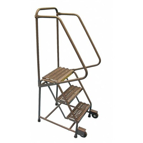 58 1/2 in H Steel Tilt and Roll Ladder, 3 Steps, 450 lb Load Capacity