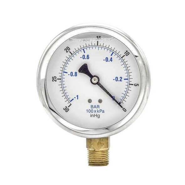 Pic Gauges Industrial Vacuum Gauge,  +/-1.0%, Metal 201L-402A