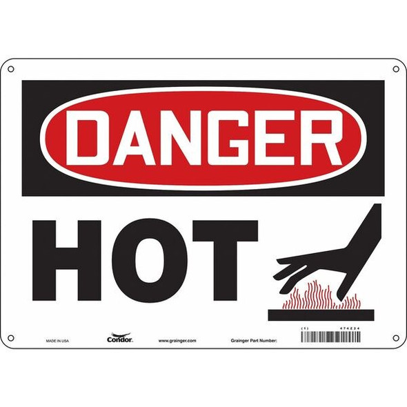 Danger Sign, 10 in H, 14 in W, Aluminum, Horizontal Rectangle, English, 474Z24