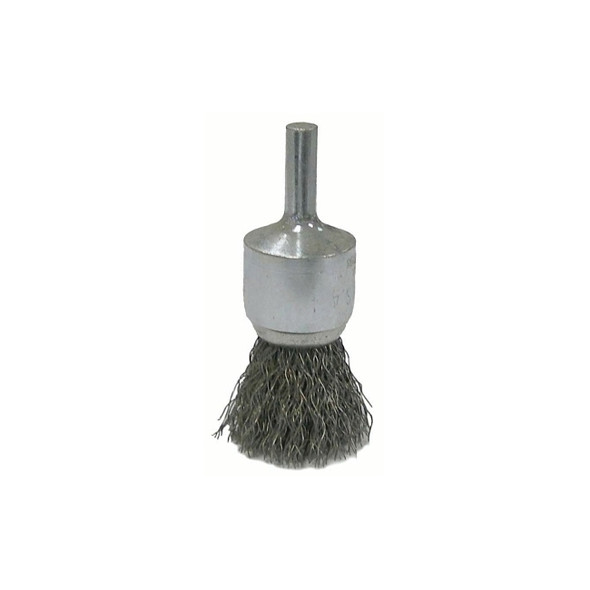Vortec Pro Stem Mtd Crimped Wire End Brushes, Carbon, 3/4 in Dia, .014 Wire