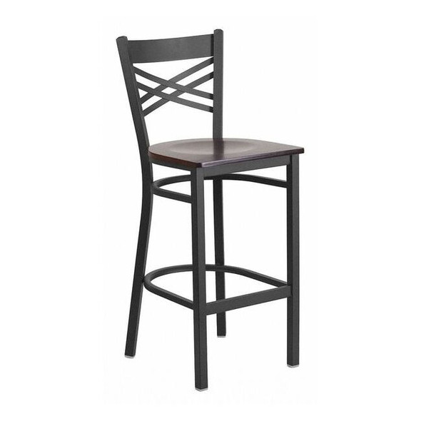 Flash Furniture Restaurant Stool,X Back,Walnut Seat XU-6F8BXBK-BAR-WALW-GG