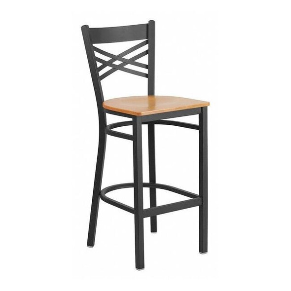 Flash Furniture Restaurant Stool,X Back,Natural Seat XU-6F8BXBK-BAR-NATW-GG