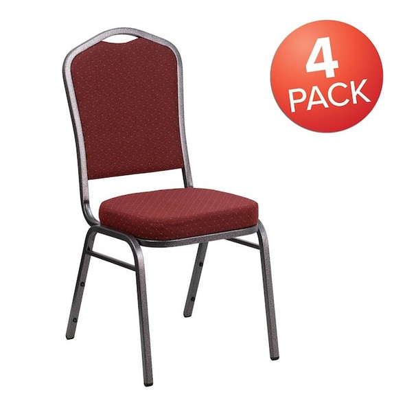 Flash Furniture Burgundy Fabric Banquet Chair,PK4 4-NG-C01-HTS-2201-SV-GG