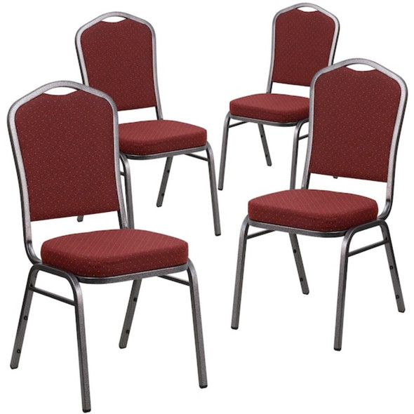 Flash Furniture Burgundy Fabric Banquet Chair,PK4 4-NG-C01-HTS-2201-SV-GG