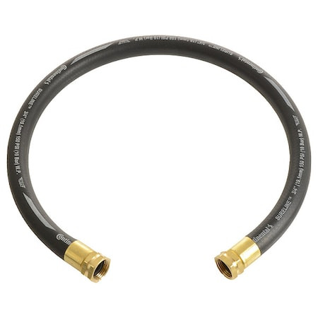 1 in ID x 6 ft L Garden Leader Hose, EPDM Tube, Black, Brass x Brass Fitting