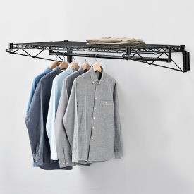 Black Coat Rack with Bars - Wall Mount - 48""W x 24""D x 6""H