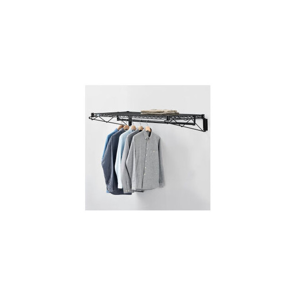 Black Coat Rack with Bars - Wall Mount - 48""W x 24""D x 6""H
