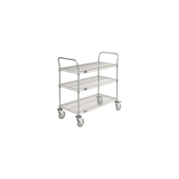 Nexel Utility Cart 3 Shelf Nexelate 48""W x 21""D x 39""HPoly Casters4 Swivel2 B
