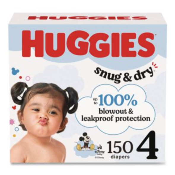 Huggies® Snug and Dry Diapers, Size 4, 22 lbs to 37 lbs, 150/Carton 56457