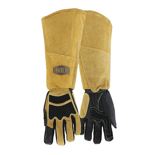 Welding Gloves, Extended Cuff, Wing Thumb, Premium Goatskin/Cowhide, M, 1 PR