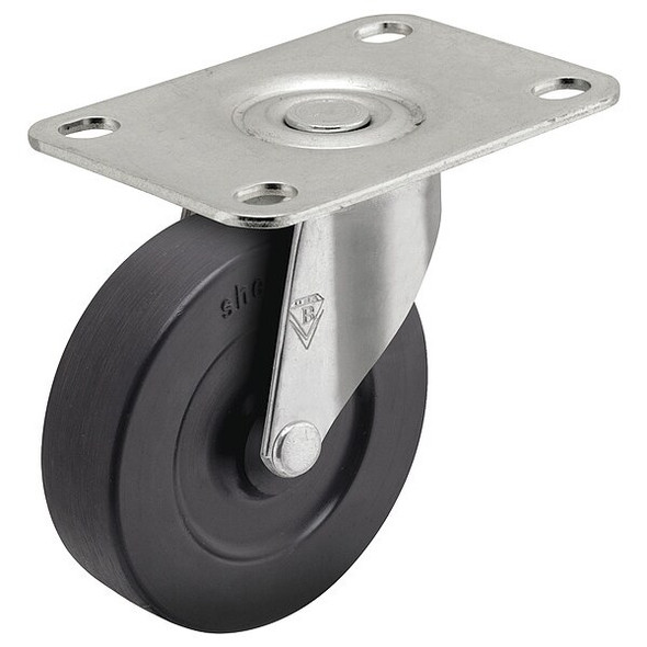 5" X 15/16" Non-Marking Rubber Soft Swivel Caster, No Brake, Loads Up To 130 lb