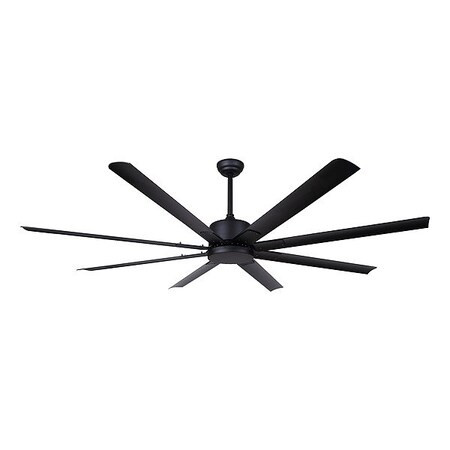 Ceiling Fan, 72 in Blade Dia, 8 Blades, 5 Speeds, 120V AC, Matte Black