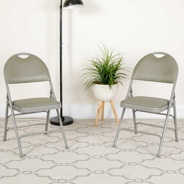 Flash Furniture Gray Vinyl Folding Chair,PK4 4-HA-MC705AV-3-GY-GG Flash Furniture Gray Vinyl Folding Chair,PK4 4-HA-MC705AV-3-GY-GG