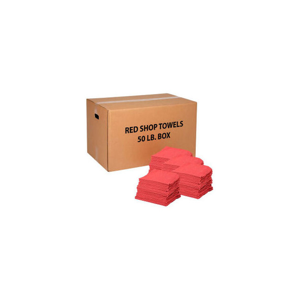 Global Industrial 100 Cotton Red Shop Towels 50 Lb. Box