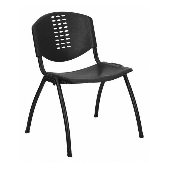 Flash Furniture Stack Chair,Plastic,Black RUT-NF01A-BK-GG