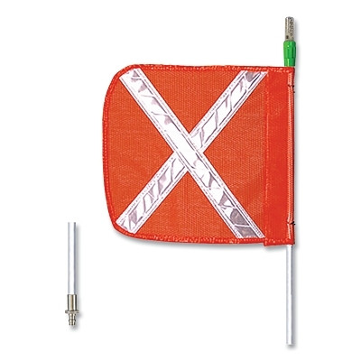 General Purpose Safety Whip, 12 in x 11 in Org Flag w/Refl Wh X, Male SS QD, Non-Lighted, 6 ft Whip