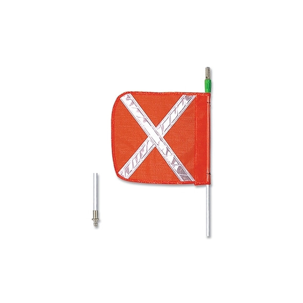 General Purpose Safety Whip, 12 in x 11 in Org Flag w/Refl Wh X, Male SS QD, Non-Lighted, 6 ft Whip