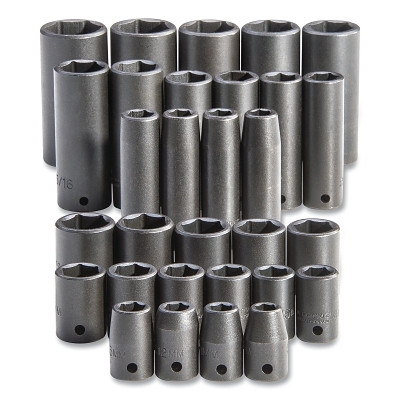 Impact Socket Set, 30-Pc, 1/2 in, 6-point, Standard and Deep