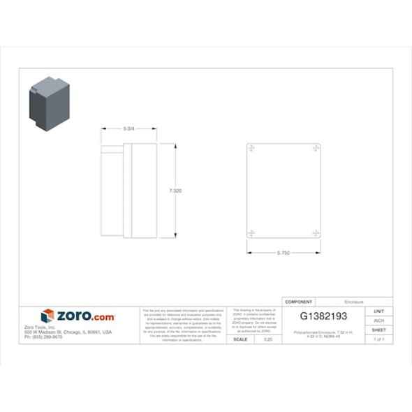 Electrical Enclosures, 7.32 in H, 4.33 in D, 5-3-4 in W, 4, Polycarbonate  BEN-85PCBK