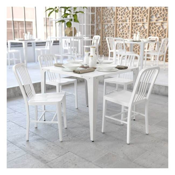 Gael Commercial Grade  White Metal Indoor-Outdoor Chair, PK2