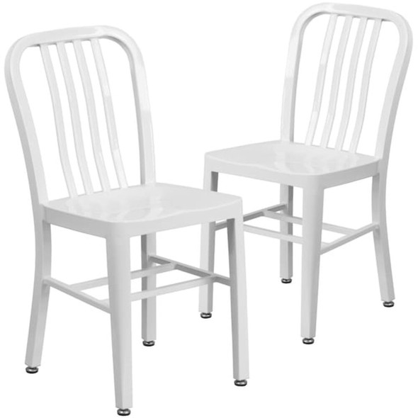 Gael Commercial Grade  White Metal Indoor-Outdoor Chair, PK2  2-CH-61200-18-WH-GG