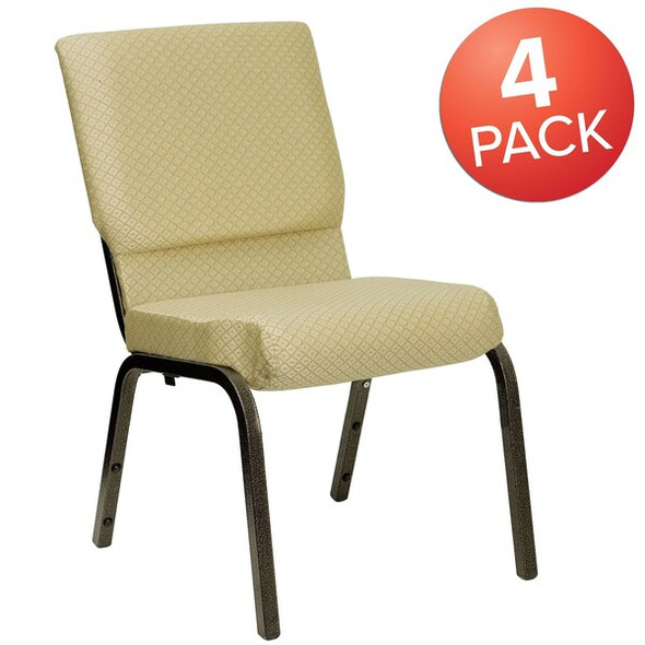 Flash Furniture Beige Fabric Church Chair,PK4 4-XU-CH-60096-BGE-GG