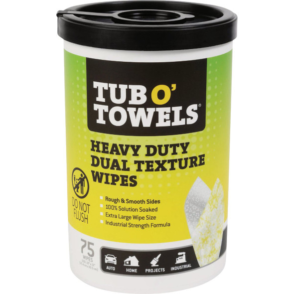 Tub O' Towels 10 In. x 12 In. Heavy Duty Dual Texture Wipes (75-Count) TW75-DT