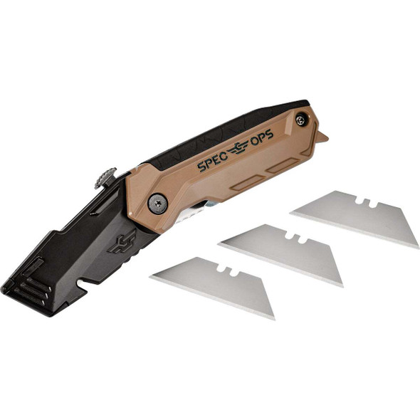 Spec Ops Retractable-Blade Folding Utility Knife with (3) Blades SPEC-K1-FR