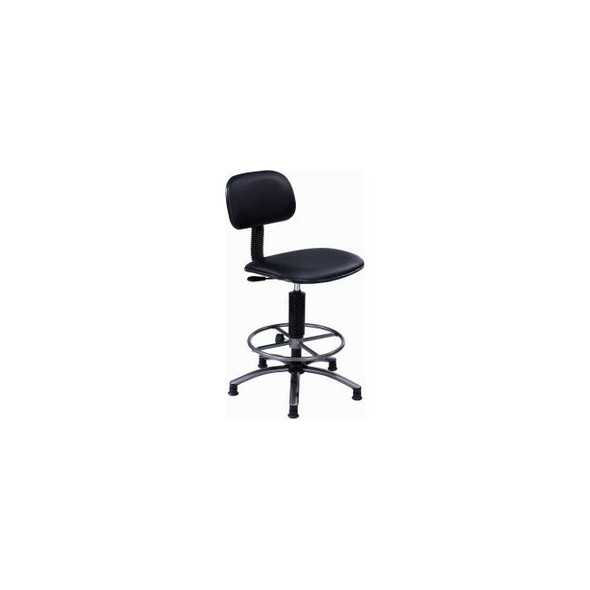 Interion Office Stool - Vinyl - 17""- 21"" - Black