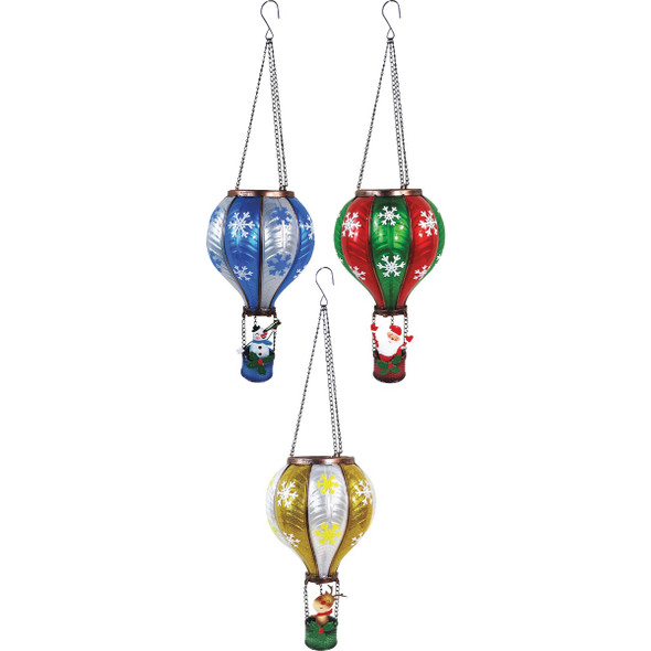 Alpine Solar Snowflake Hot Air Balloon Hanging Decor with Stand RGG863A