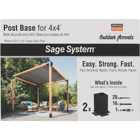 Outdoor Accents 2pk Sage Post Base 4x4 SAGE-B44-KT2