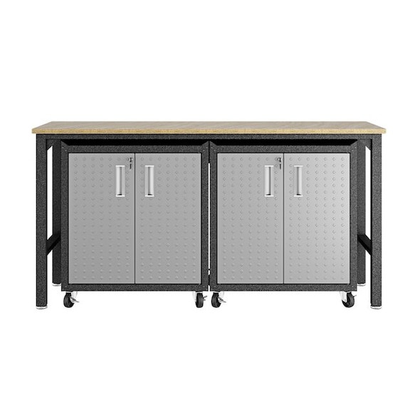 Manhattan Comfort Fortress 1.0 Mobile Garage Cabinet, Gray, Steel 14GMC