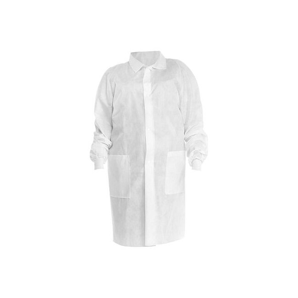 Kimtech Kimtech A8 Lab Coat, SMS, Snaps Closure, White, L, 25 PK 10122
