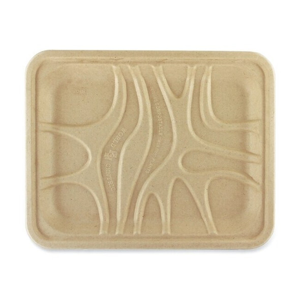 World Centric Fiber Trays, 7.1 x 9.1 x 0.7, Natural, Paper, 500PK TR-SC-4S-LFS