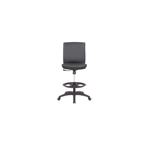 Interion Antimicrobial Bonded Leather Drafting Stool Black