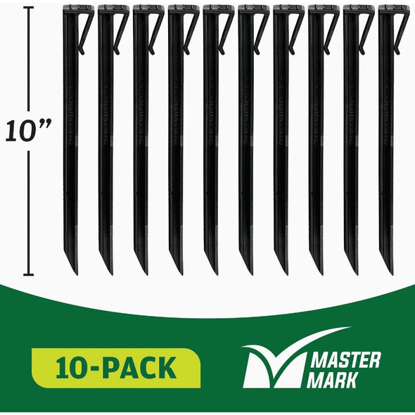 Master Mark 10 In. HDPE Black Terrace Board Edging Stakes (10-Pack) 99410 703507