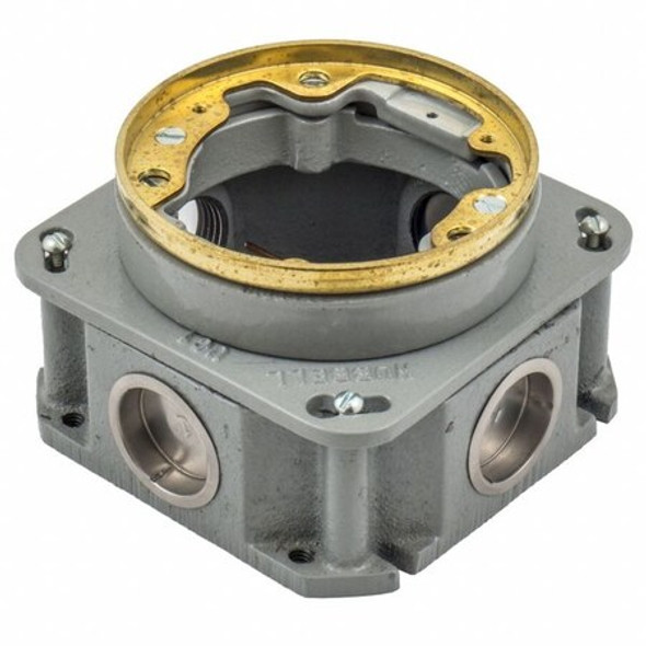 Hubbell Wiring Device-Kellems Floor Box,Brass/Cast Iron,Round FB2537