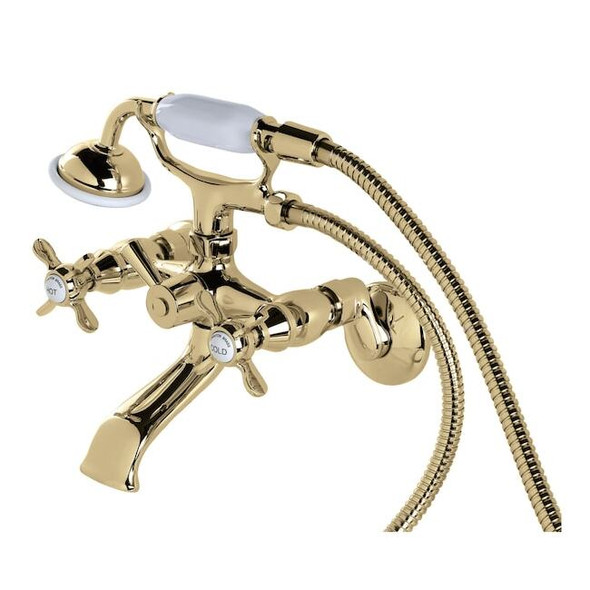 Wall-Mount Clawfoot Tub Faucet, Polished Brass, Tub Wall Mount